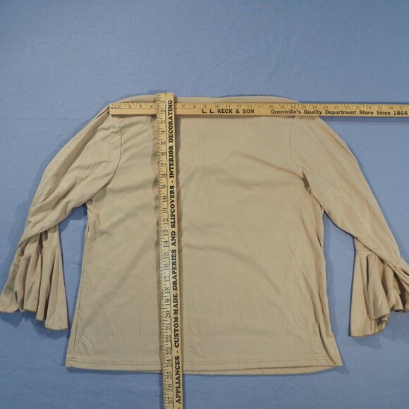 Vintage Fiorlini Shirt Womens 14/16 Tan Bell Flare Sleeve Soft Boho Cottage USA - Picture 7 of 12